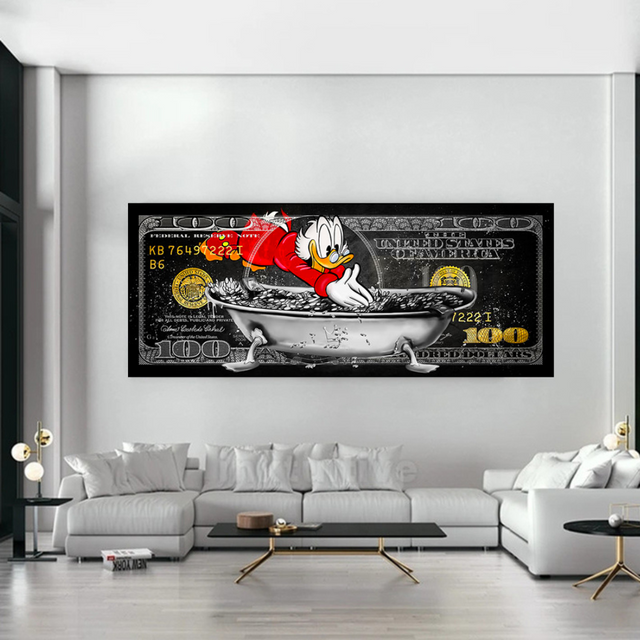 Scrooge McDuck One Million Dollar Canvas Wall Art