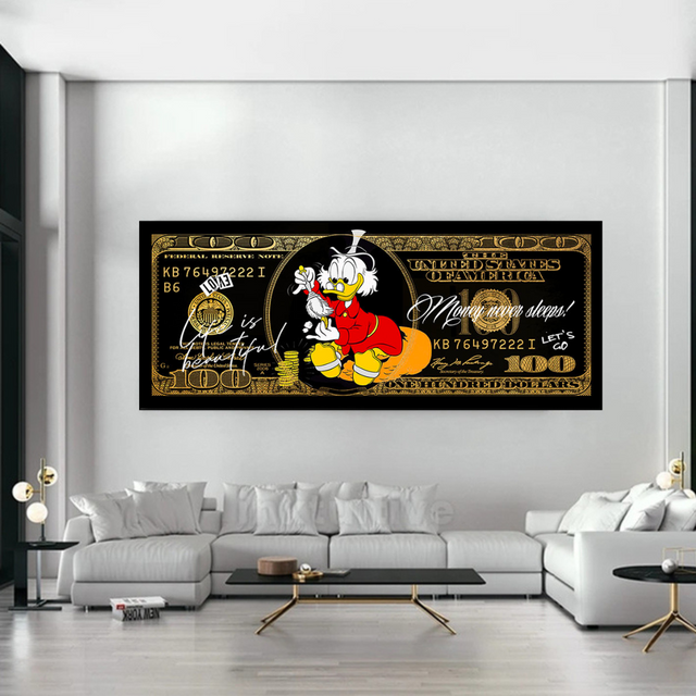 Scrooge McDuck One Million Dollar Canvas Wall Art