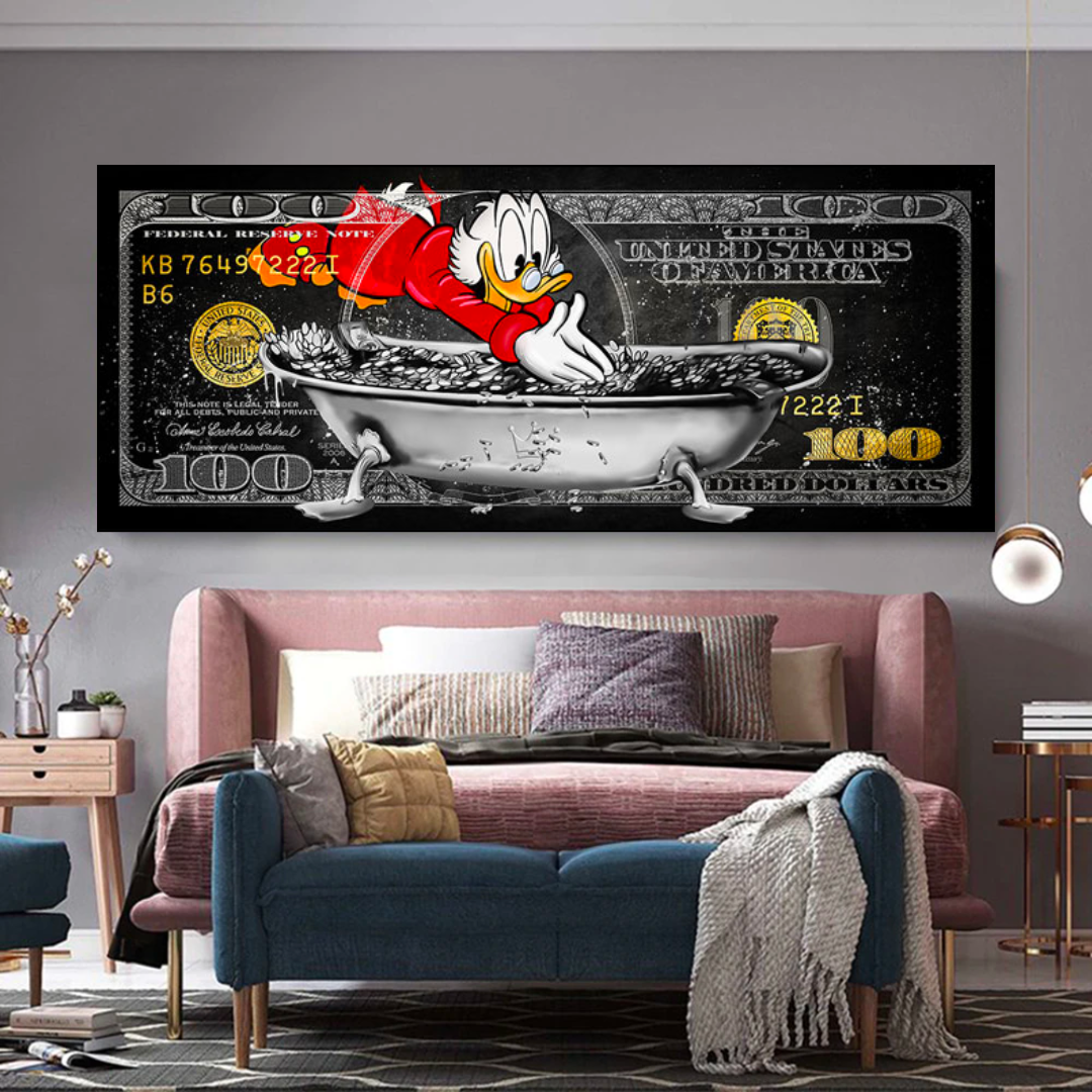 Scrooge McDuck One Million Dollar Canvas Wall Art-ChandeliersDecor