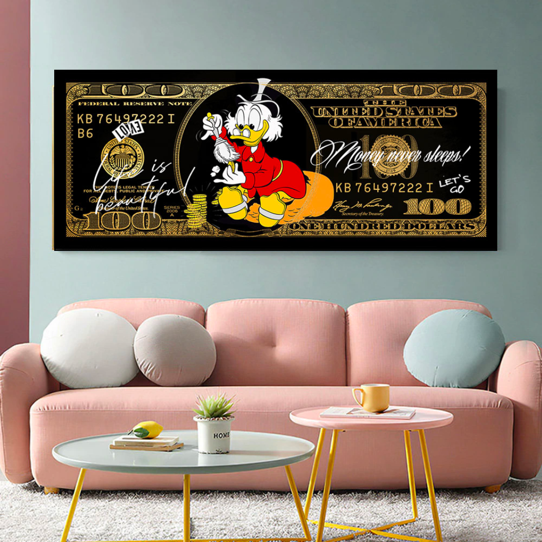 Scrooge McDuck One Million Dollar Canvas Wall Art-ChandeliersDecor