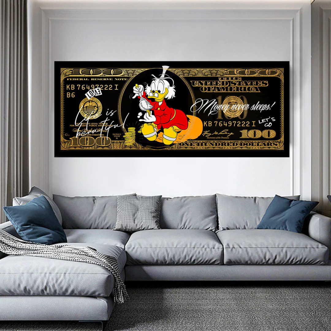 Scrooge McDuck One Million Dollar Canvas Wall Art-ChandeliersDecor