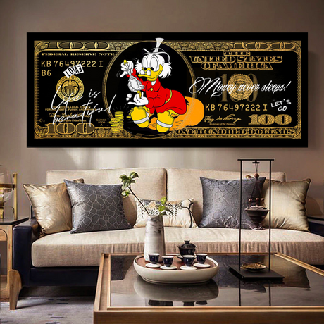 Scrooge McDuck One Million Dollar Canvas Wall Art-ChandeliersDecor