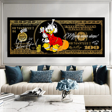 Scrooge McDuck One Million Dollar Canvas Wall Art-ChandeliersDecor