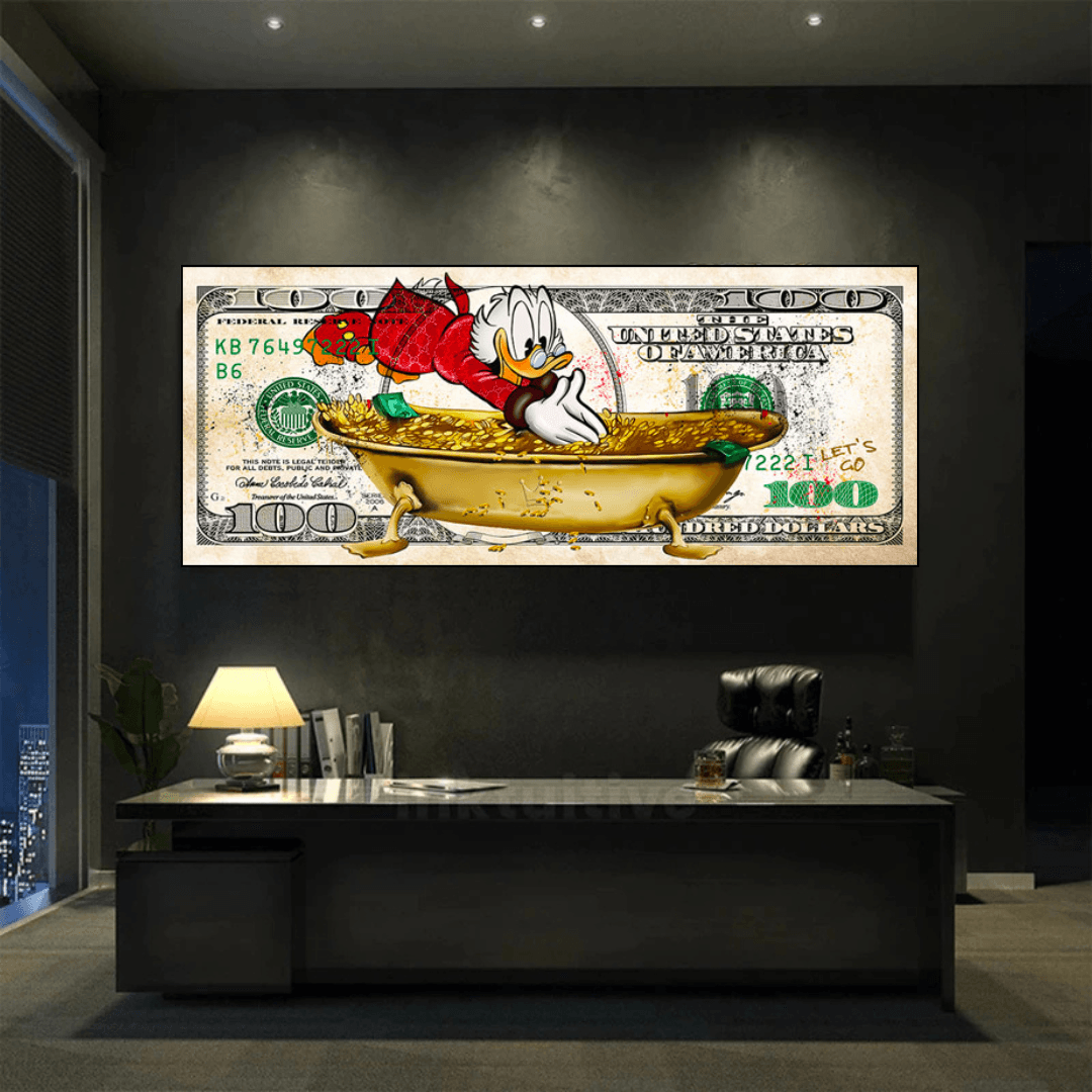 Scrooge McDuck One Million Dollar Canvas Wall Art-ChandeliersDecor