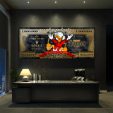 Scrooge McDuck One Million Dollar Canvas Wall Art-ChandeliersDecor