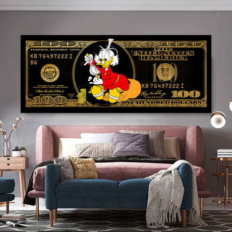 Scrooge McDuck One Million Dollar Canvas Wall Art-ChandeliersDecor