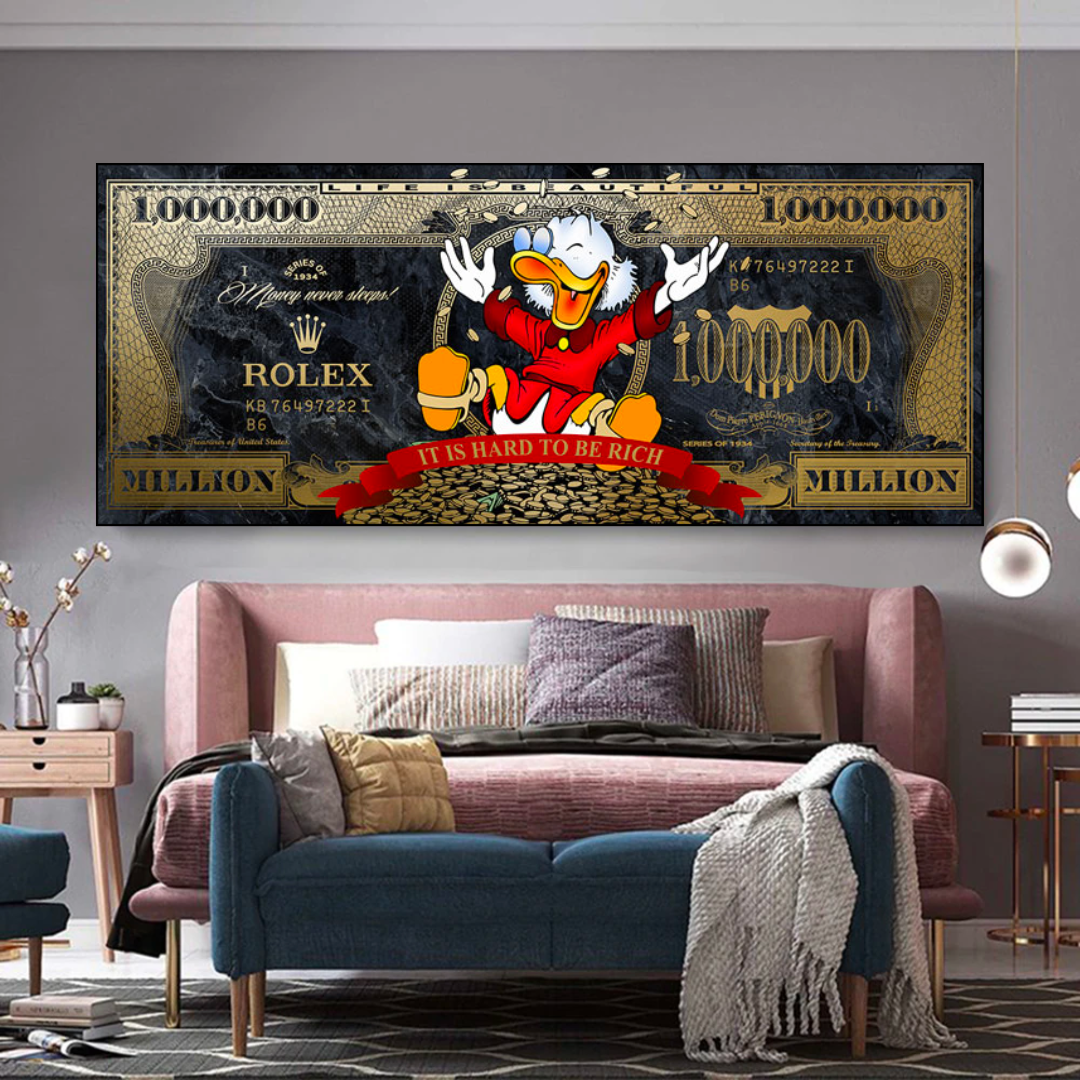 Scrooge McDuck One Million Dollar Canvas Wall Art-ChandeliersDecor