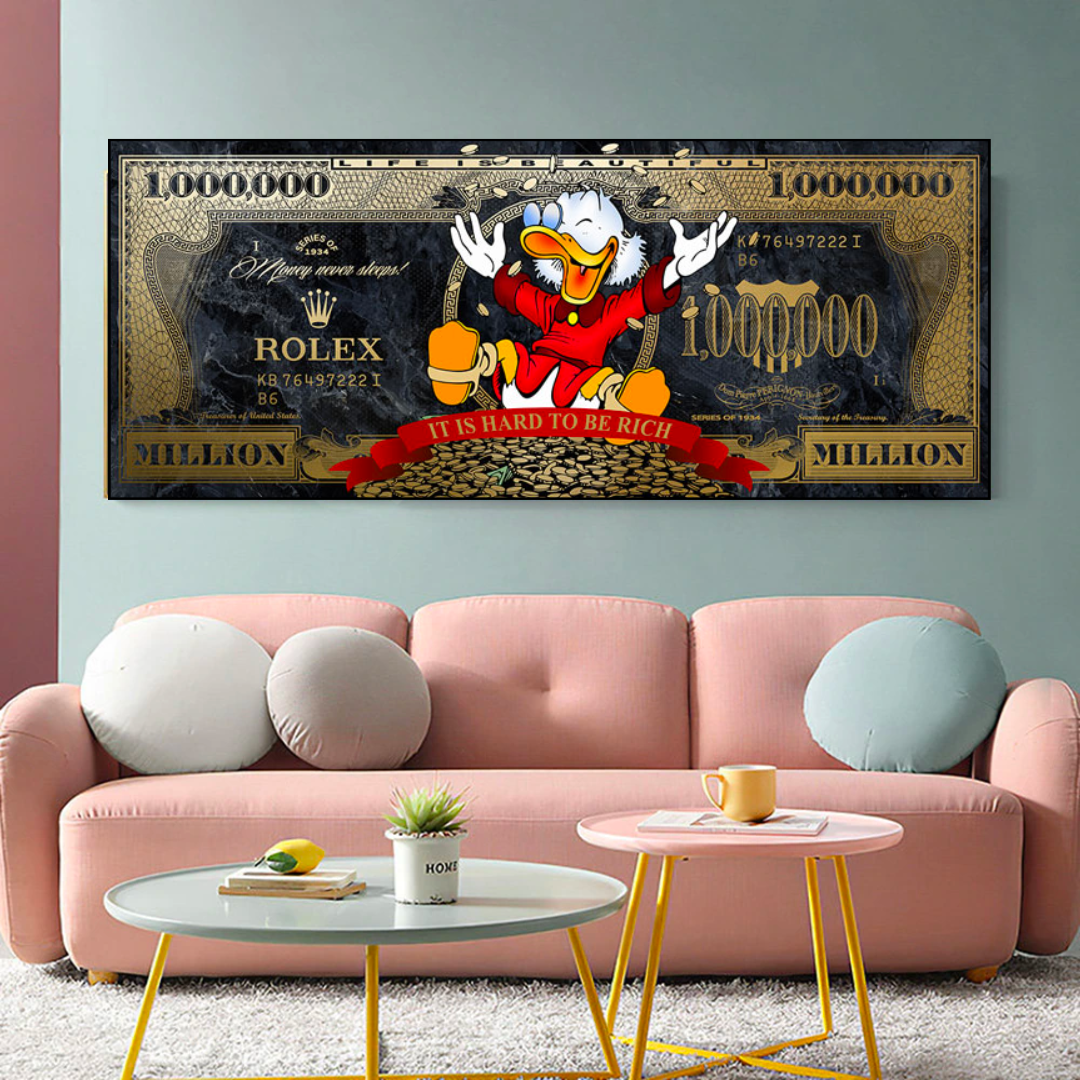 Scrooge McDuck One Million Dollar Canvas Wall Art-ChandeliersDecor