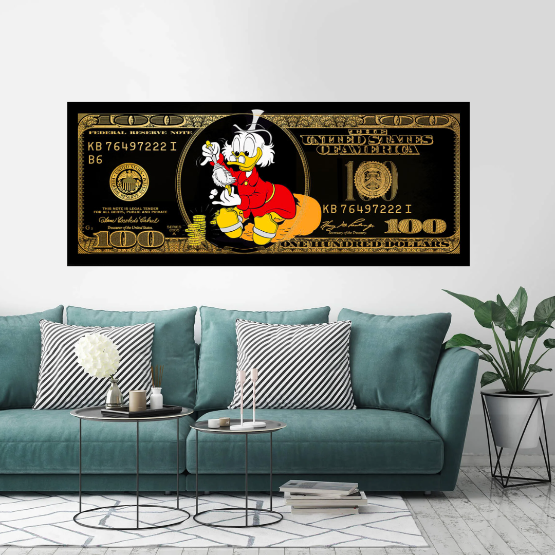 Scrooge McDuck One Million Dollar Canvas Wall Art-ChandeliersDecor