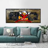 Scrooge McDuck One Million Dollar Canvas Wall Art-ChandeliersDecor