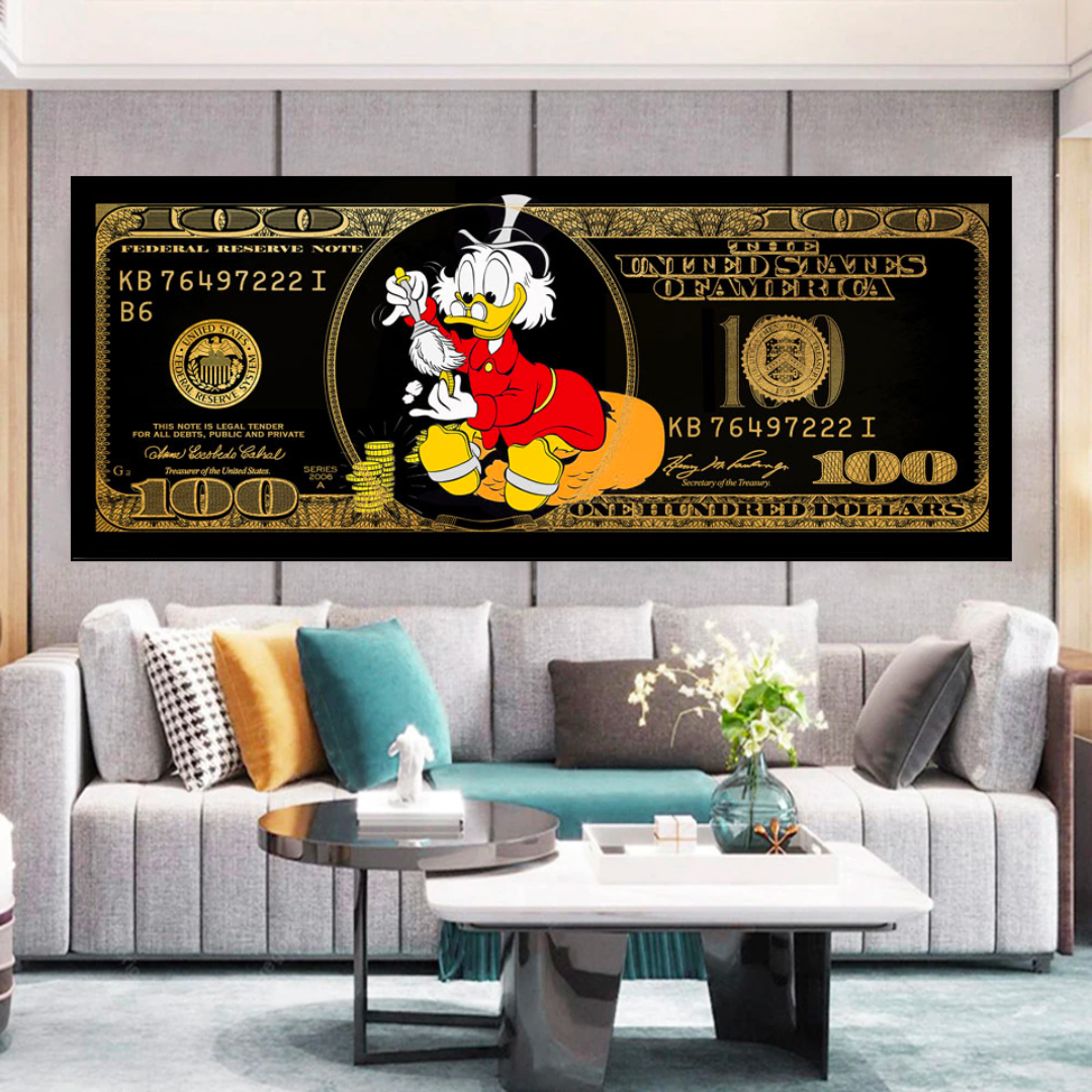 Scrooge McDuck One Million Dollar Canvas Wall Art-ChandeliersDecor