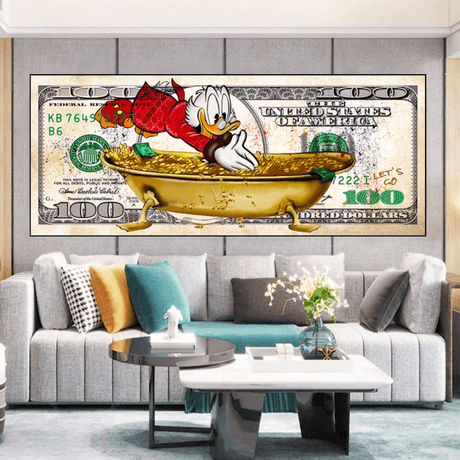 Scrooge McDuck One Million Dollar Canvas Wall Art-ChandeliersDecor