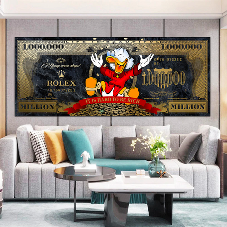 Scrooge McDuck One Million Dollar Canvas Wall Art-ChandeliersDecor