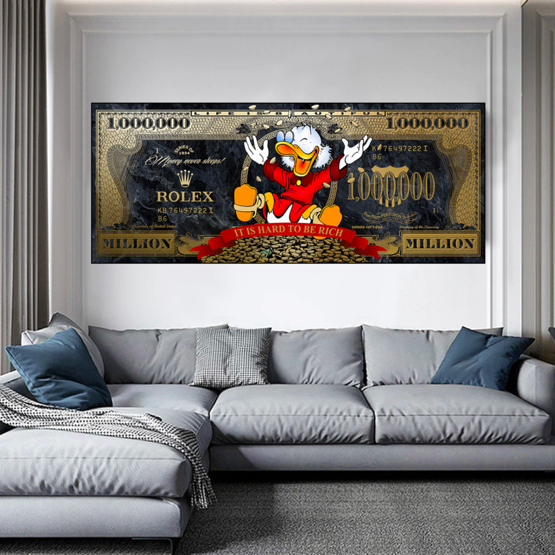 Scrooge McDuck One Million Dollar Canvas Wall Art-ChandeliersDecor