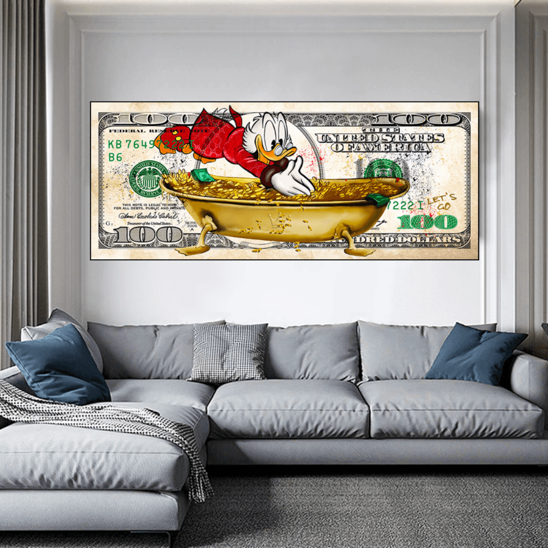 Scrooge McDuck One Million Dollar Canvas Wall Art-ChandeliersDecor