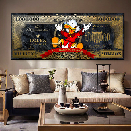 Scrooge McDuck One Million Dollar Canvas Wall Art-ChandeliersDecor