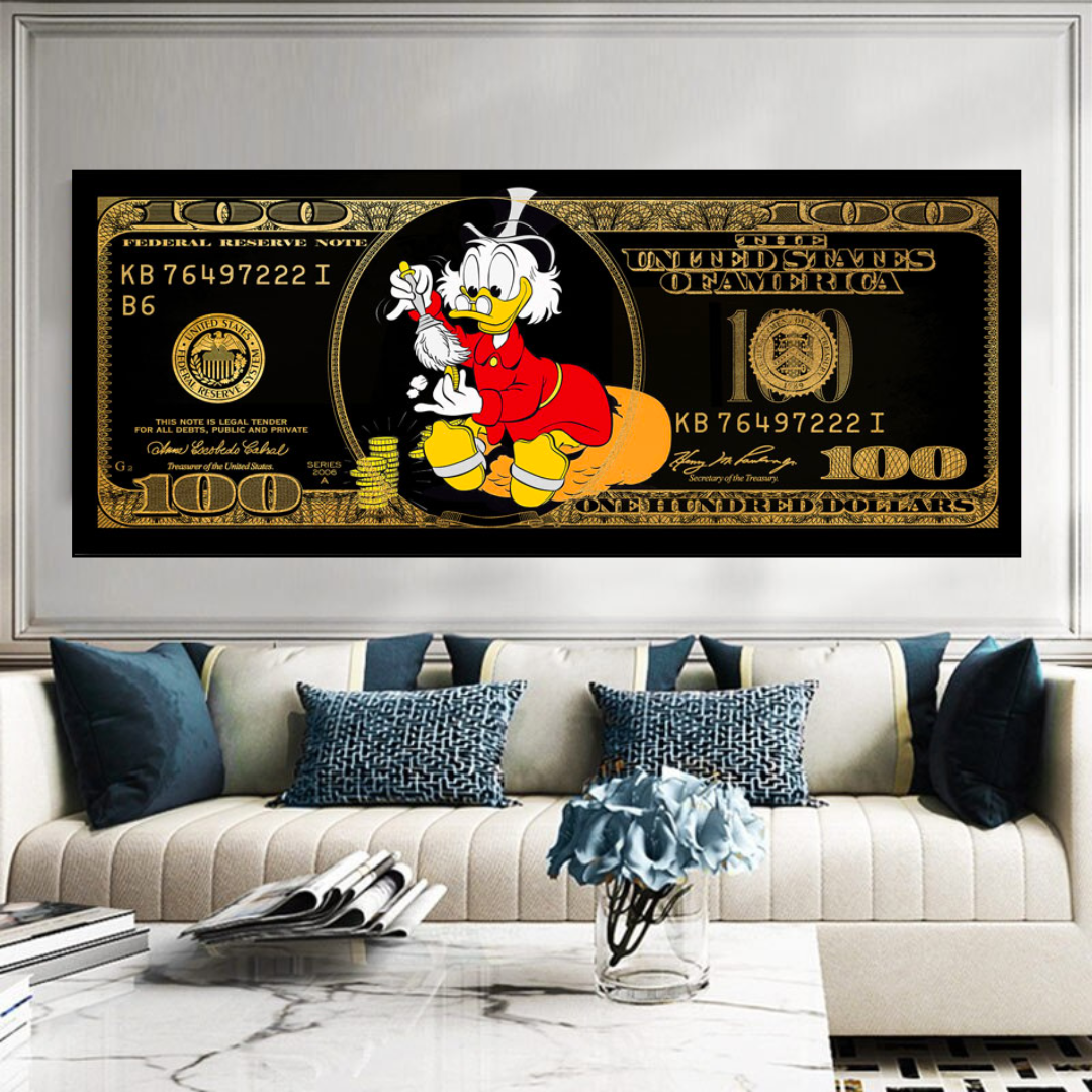 Scrooge McDuck One Million Dollar Canvas Wall Art-ChandeliersDecor