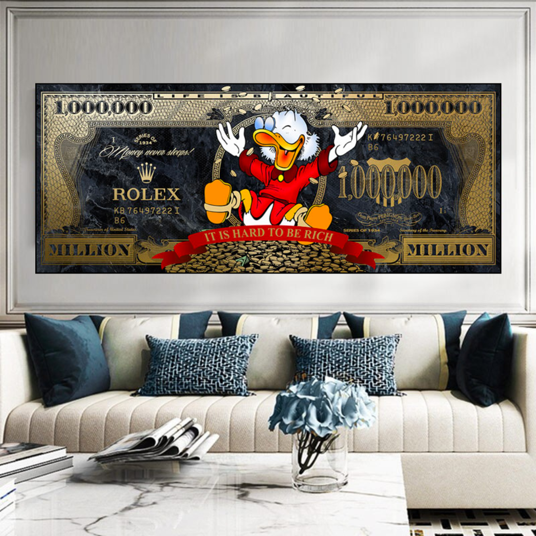 Scrooge McDuck One Million Dollar Canvas Wall Art-ChandeliersDecor