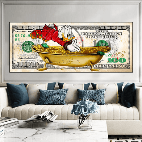 Scrooge McDuck One Million Dollar Canvas Wall Art-ChandeliersDecor