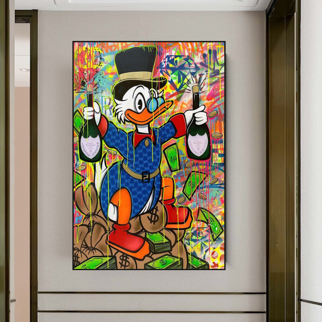 Scrooge McDuck's Champaign Celebration Canvas Wall Art-ChandeliersDecor