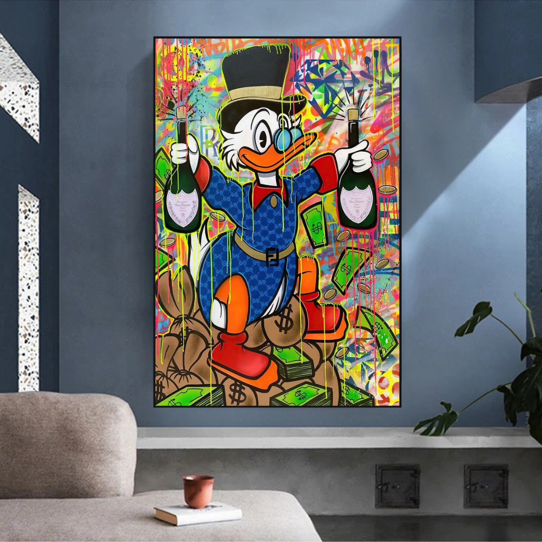 Scrooge McDuck's Champaign Celebration Canvas Wall Art-ChandeliersDecor