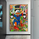 Scrooge McDuck's Champaign Celebration Canvas Wall Art-ChandeliersDecor