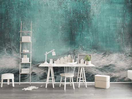 Sea Green Abstract Art Wallpaper Murals-ChandeliersDecor.com
