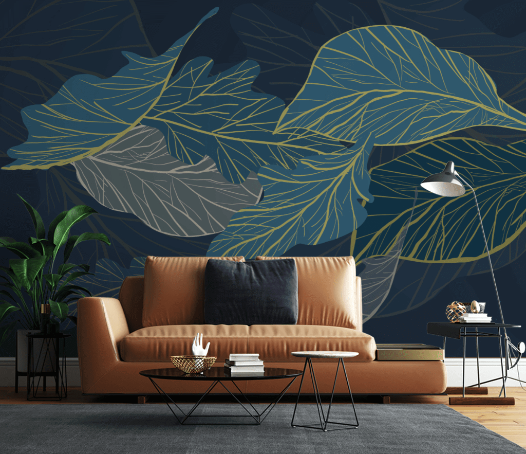 Sea Green Leaves 3D Wallpaper Murals: Transform Your Space-ChandeliersDecor.com