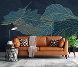 Sea Green Leaves 3D Wallpaper Murals: Transform Your Space-ChandeliersDecor