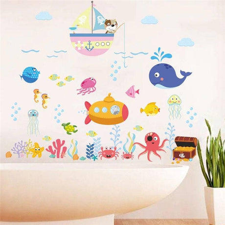 Sea Life Wall Sticker | Sea Creatures Wall Decal | Sea life Stickers for Kids room