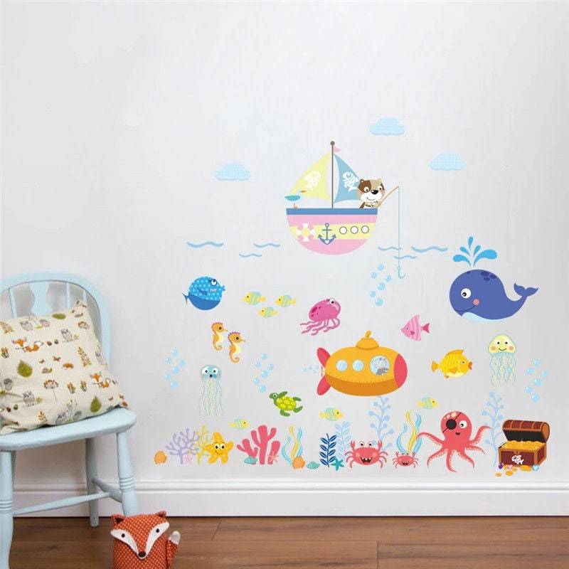 Sea Life Wall Sticker | Sea Creatures Wall Decal | Sea life Stickers for Kids room