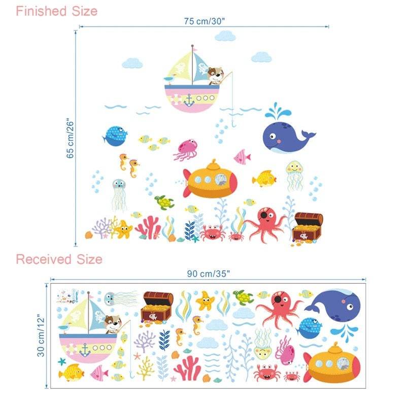 Sea Life Wall Sticker | Sea Creatures Wall Decal | Sea life Stickers for Kids room