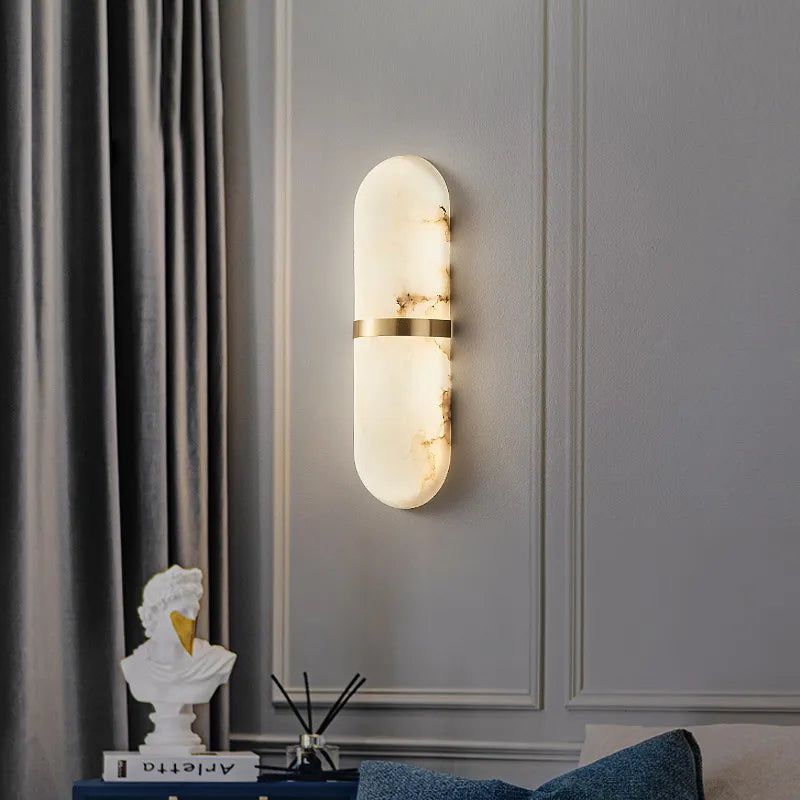 Semi Cylinder Marble Wall Light-ChandeliersDecor