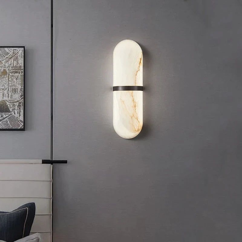 Semi Cylinder Marble Wall Light-ChandeliersDecor