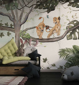 Simba & Nala Jungle Playtime Kids Wallpaper Mural-ChandeliersDecor.com