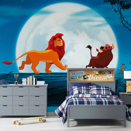 Simba & Pumbaa Moonlight Adventure Kids Wallpaper Mural-ChandeliersDecor.com