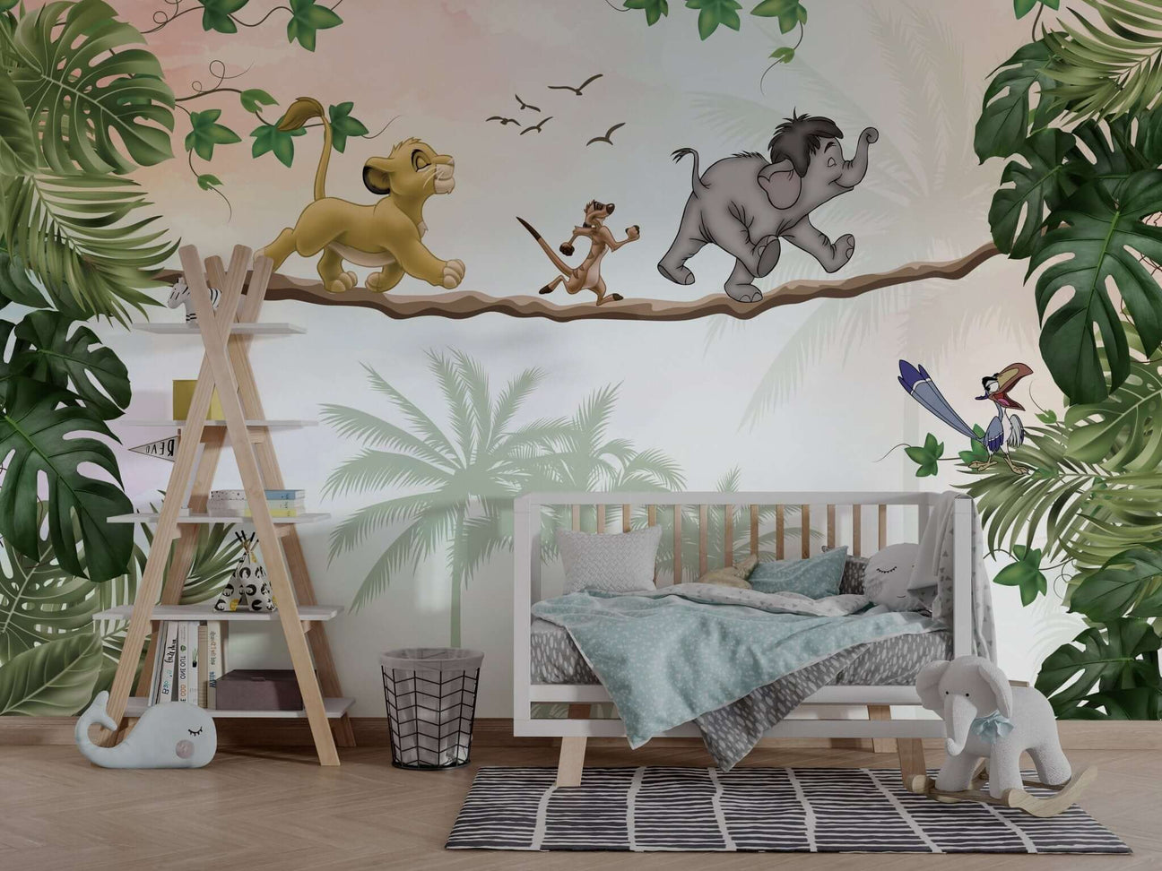Simba & Timon Jungle Friends Adventure Kids Wallpaper Mural-ChandeliersDecor.com