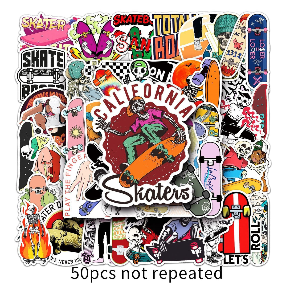 Skateboarding Stickers Pack: Cool and Unique Designs-ChandeliersDecor