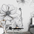 Sketch Flower Wallpaper Mural: Stunningly Unique Design-ChandeliersDecor.com