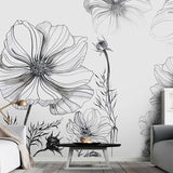 Sketch Flower Wallpaper Mural: Stunningly Unique Design-ChandeliersDecor.com