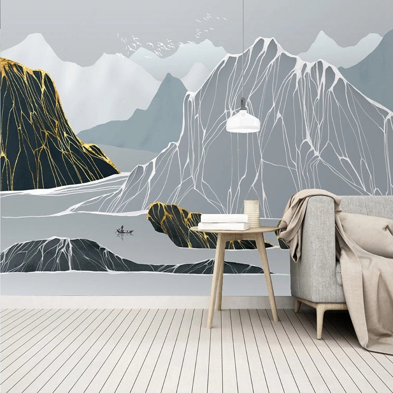 Sketchy Mountain Passage Wallpaper - Transform Your Space-ChandeliersDecor