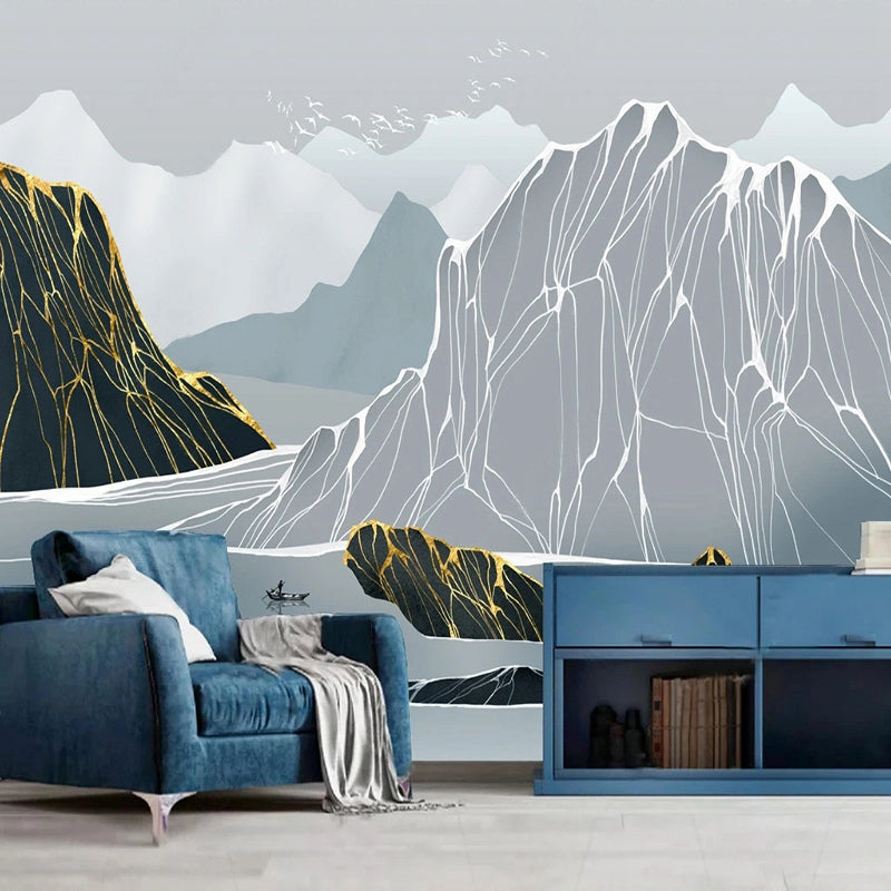 Sketchy Mountain Passage Wallpaper - Transform Your Space-ChandeliersDecor