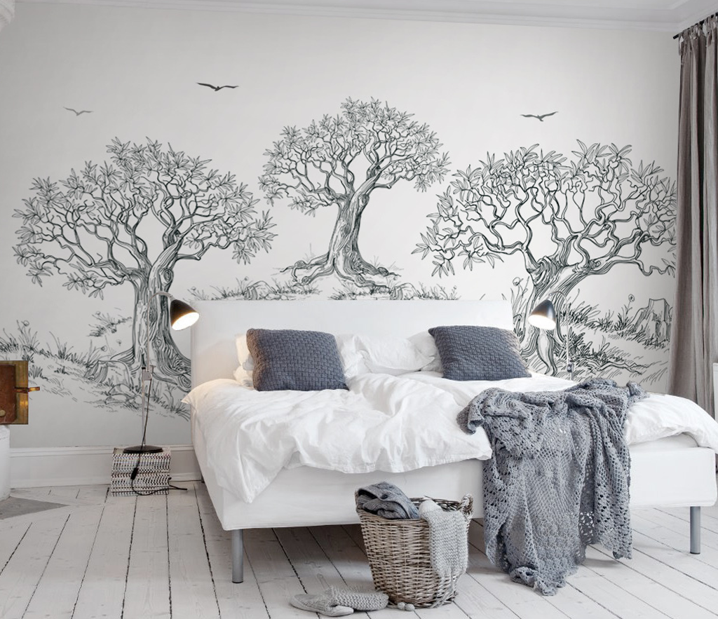 Sketchy Trees Wallpaper Murals - Transform Your Space-ChandeliersDecor