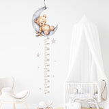 Sleeping Elephant Bear Moon Kids Height Measure Wall Stickers