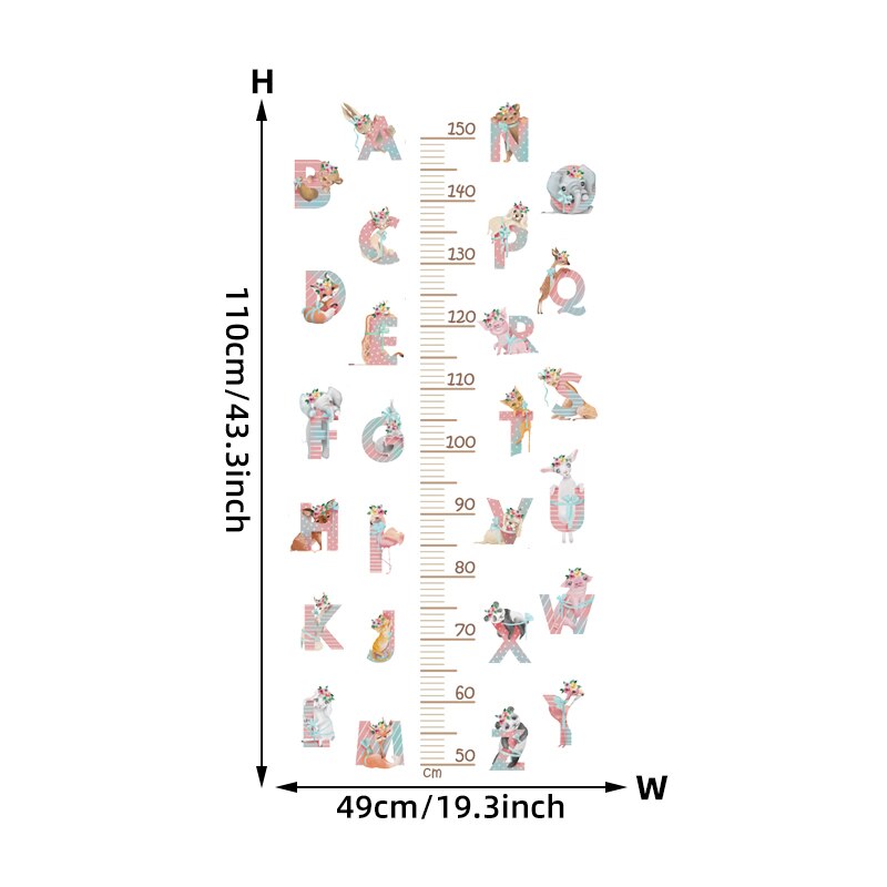 Sleeping Elephant Bear Moon Kids Height Measure Wall Stickers