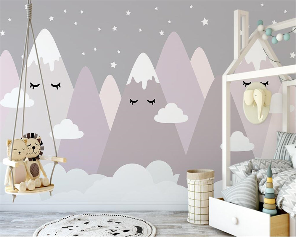 Sleeping Mountains Nursery Wallpaper-ChandeliersDecor