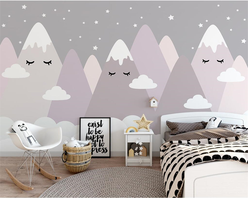 Sleeping Mountains Nursery Wallpaper-ChandeliersDecor