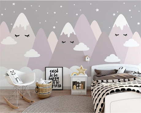 Sleeping Mountains Nursery Wallpaper-ChandeliersDecor