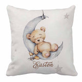 Sleepy Bear on Moon Baby Name Crib Bedding Set | Baby Shower Gift Bedding Set-ChandeliersDecor