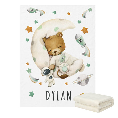 Sleepy Lion on Moon Baby Name Crib Bedding Set | Baby Shower Gift Bedding Set-ChandeliersDecor